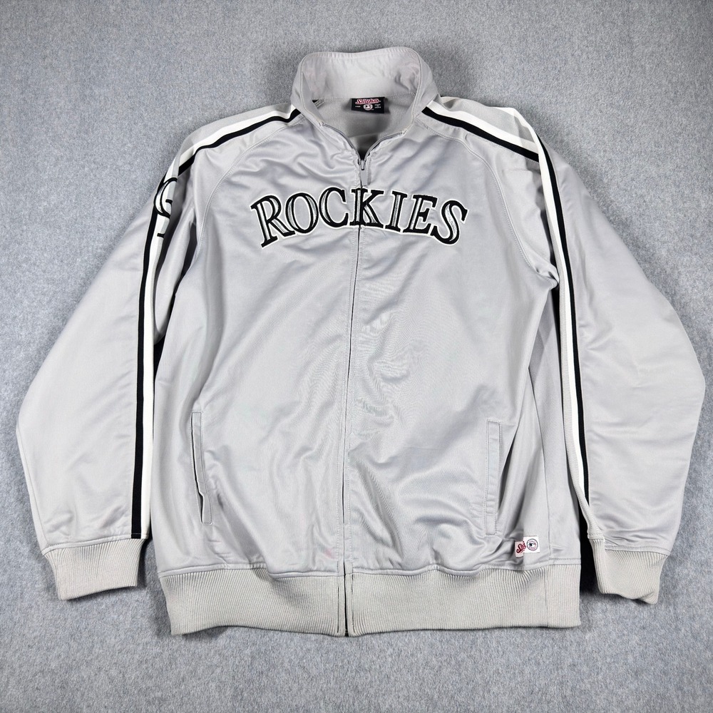 Vintage Colorado Rockies Stitches Jacket L Gray Full Zip Varsity Mock Neck MLB